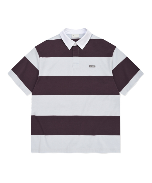 COVERNAT(カバーナット)の「ストライプラグビー襟Tシャツパープル(ポロシャツ・メンズ・その他・X-SMALL/SMALL/MEDIUM/LARGE/X-LARGE/XX-LARGE)」の2枚目の写真