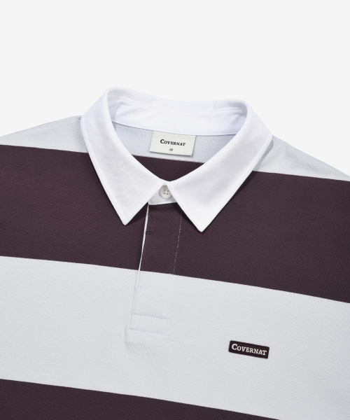 COVERNAT(カバーナット)の「ストライプラグビー襟Tシャツパープル(ポロシャツ・メンズ・その他・X-SMALL/SMALL/MEDIUM/LARGE/X-LARGE/XX-LARGE)」の7枚目の写真
