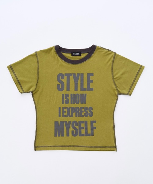 BENUA(ベヌア)の「Contrast stitch logo T-shirt - 配色ステッチロゴTシャツ -(Tシャツ/カットソー・レディース・クリーム/グリーン・FREE)」の19枚目の写真
