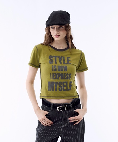 BENUA(ベヌア)の「Contrast stitch logo T-shirt - 配色ステッチロゴTシャツ -(Tシャツ/カットソー・レディース・クリーム/グリーン・FREE)」の12枚目の写真