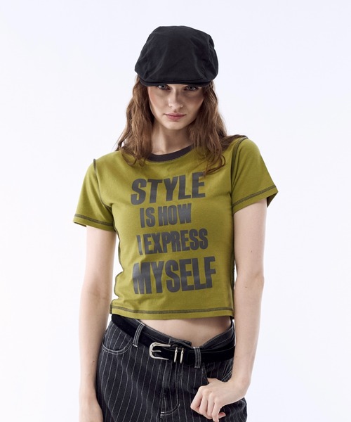 BENUA(ベヌア)の「Contrast stitch logo T-shirt - 配色ステッチロゴTシャツ -(Tシャツ/カットソー・レディース・クリーム/グリーン・FREE)」の13枚目の写真