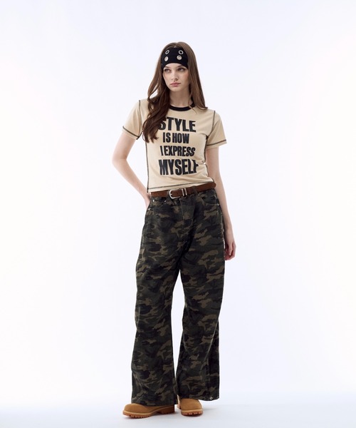 BENUA(ベヌア)の「Contrast stitch logo T-shirt - 配色ステッチロゴTシャツ -(Tシャツ/カットソー・レディース・クリーム/グリーン・FREE)」の22枚目の写真