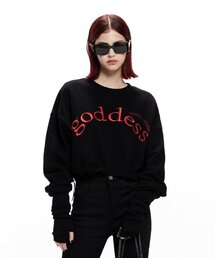 (W) GODDESS LOGO CROP MTM BLACK