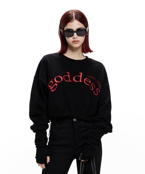 MAISON MINED(メゾンミネド)の「(W) GODDESS LOGO CROP MTM BLACK(スウェット・レディース・その他・1/2)」の1枚目の写真