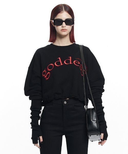 MAISON MINED(メゾンミネド)の「(W) GODDESS LOGO CROP MTM BLACK(スウェット・レディース・その他・1/2)」の2枚目の写真