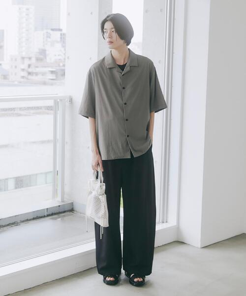 tk.TAKEO KIKUCHI(ティーケータケオキクチ)の「【接触冷感/UVCUT】COOL PLAY開襟シャツ(シャツ/ブラウス・メンズ・ダークグレー/ライトグレー/オリーブ/ブラック・04/03/02/01)」の18枚目の写真