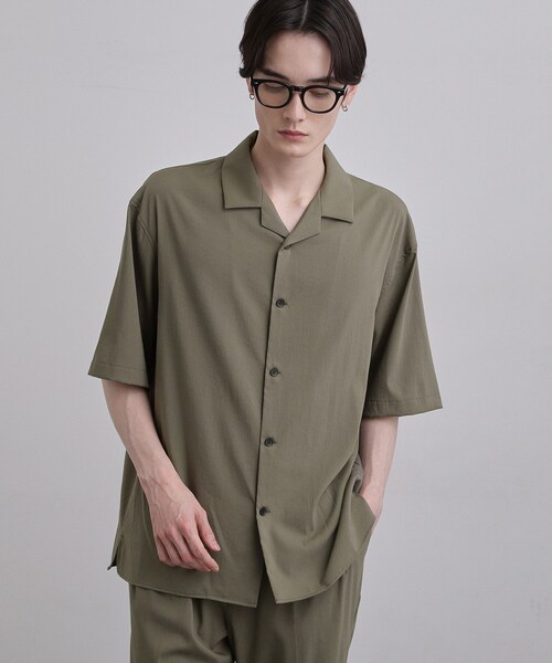 tk.TAKEO KIKUCHI(ティーケータケオキクチ)の「【接触冷感/UVCUT】COOL PLAY開襟シャツ(シャツ/ブラウス・メンズ・ダークグレー/ライトグレー/オリーブ/ブラック・04/03/02/01)」の19枚目の写真