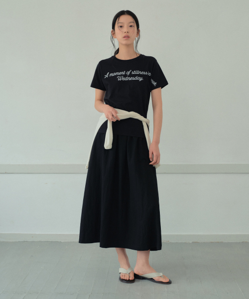 WEDNESDAYOASISFORWOMEN(ウェンズデー オアシス フォー ウーマン)の「ノートレタリングセミクロップ半袖Tシャツ_BLACK(W26TP21)(Tシャツ/カットソー・レディース・ブラック・FREE)」の2枚目の写真
