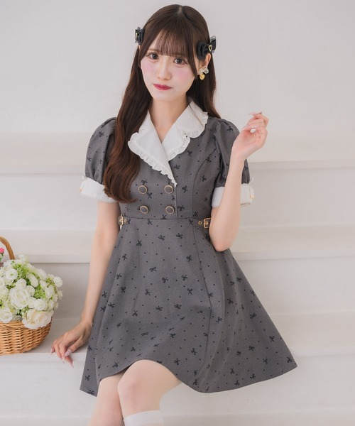 couture BY ROJITA(クチュールバイロジータ)の「ドットリボン柄テーラードミニワンピース(ワンピース・レディース・ブラック/アイボリー/チャコールグレー・FREE)」の16枚目の写真