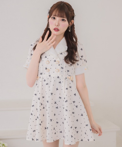 couture BY ROJITA(クチュールバイロジータ)の「ドットリボン柄テーラードミニワンピース(ワンピース・レディース・ブラック/アイボリー/チャコールグレー・FREE)」の11枚目の写真