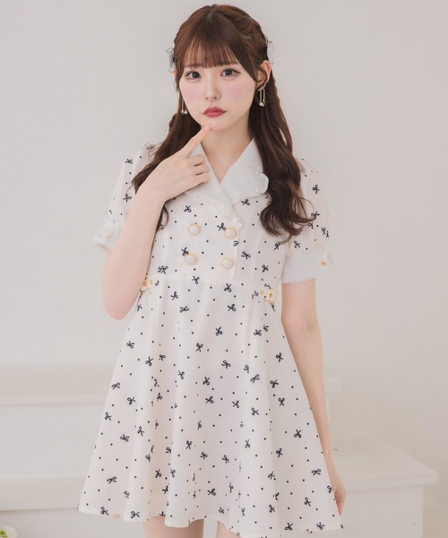 couture BY ROJITA(クチュールバイロジータ)の「ドットリボン柄テーラードミニワンピース(ワンピース・レディース・ブラック/アイボリー/チャコールグレー・FREE)」の12枚目の写真