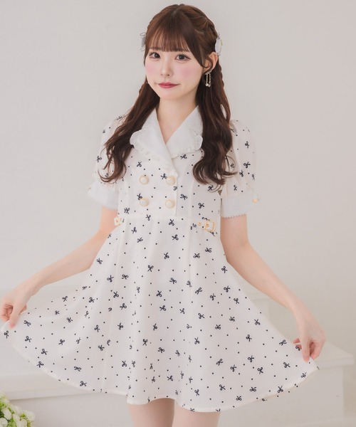 couture BY ROJITA(クチュールバイロジータ)の「ドットリボン柄テーラードミニワンピース(ワンピース・レディース・ブラック/アイボリー/チャコールグレー・FREE)」の13枚目の写真