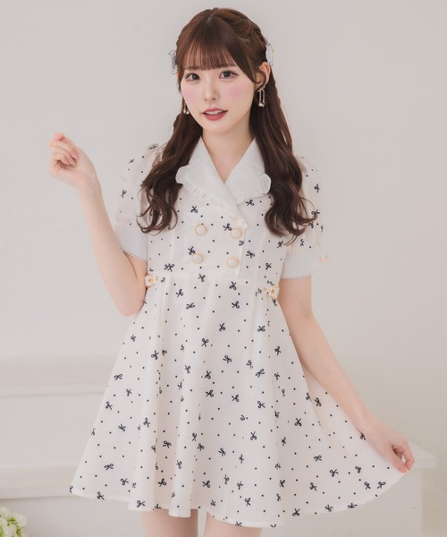 couture BY ROJITA(クチュールバイロジータ)の「ドットリボン柄テーラードミニワンピース(ワンピース・レディース・ブラック/アイボリー/チャコールグレー・FREE)」の14枚目の写真