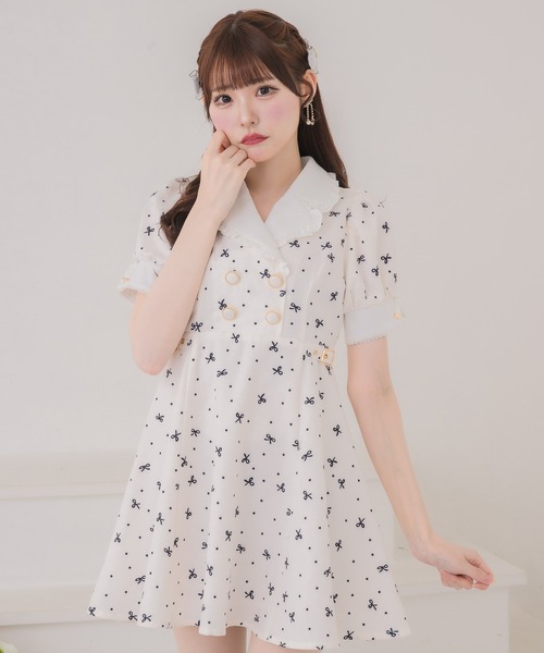 couture BY ROJITA(クチュールバイロジータ)の「ドットリボン柄テーラードミニワンピース(ワンピース・レディース・ブラック/アイボリー/チャコールグレー・FREE)」の15枚目の写真