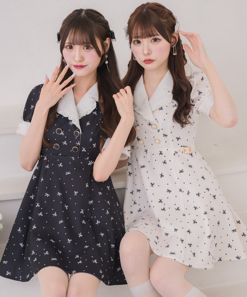 couture BY ROJITA(クチュールバイロジータ)の「ドットリボン柄テーラードミニワンピース(ワンピース・レディース・ブラック/アイボリー/チャコールグレー・FREE)」の9枚目の写真