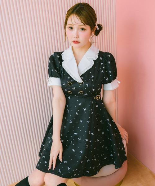 couture BY ROJITA(クチュールバイロジータ)の「ドットリボン柄テーラードミニワンピース(ワンピース・レディース・ブラック/アイボリー/チャコールグレー・FREE)」の10枚目の写真