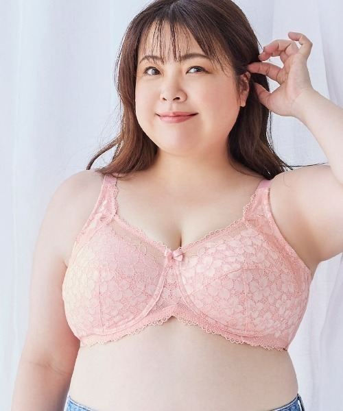 nissen(ニッセン)の「カラフルパレットフルカップノンワイヤーブラジャー(アップルブロッサムフラワー柄)(日本製レース)(ブラジャー・レディース・ピンク・B95/B100/C85/C90/C100/B85/B90)」の1枚目の写真