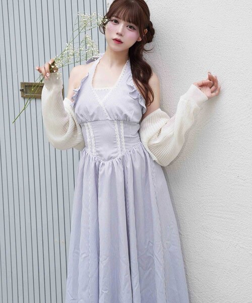 Belle Charme(ベルシャルム)の「【Belle Charme】Halter Neck Long Onepiece(ワンピース・レディース・ブラック/グレー/オフホワイト・FREE)」の9枚目の写真