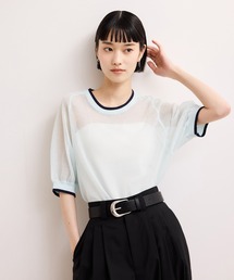 【WEB限定】リネンmixバイカラーシアーニットTシャツ