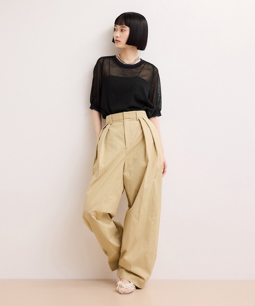 ADAM ET ROPE'（アダムエロペ）の「【WEB限定】リネンmixバイカラーシアーニットTシャツ（Tシャツ/カットソー・レディース・ダークパープル/サックスブルー/ブラック系その他・FREE）」の7枚目の写真