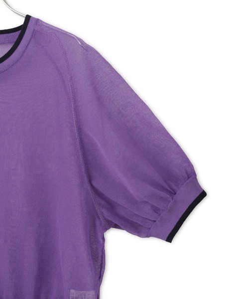 ADAM ET ROPE'（アダムエロペ）の「【WEB限定】リネンmixバイカラーシアーニットTシャツ（Tシャツ/カットソー・レディース・ダークパープル/サックスブルー/ブラック系その他・FREE）」の17枚目の写真