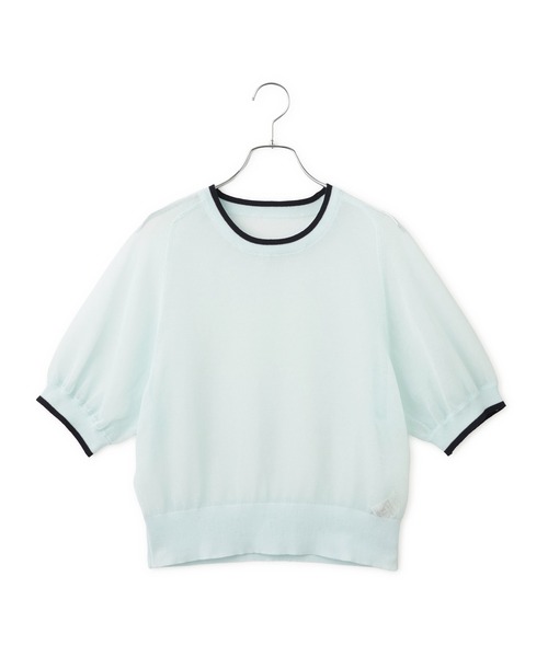 ADAM ET ROPE'（アダムエロペ）の「【WEB限定】リネンmixバイカラーシアーニットTシャツ（Tシャツ/カットソー・レディース・ダークパープル/サックスブルー/ブラック系その他・FREE）」の21枚目の写真