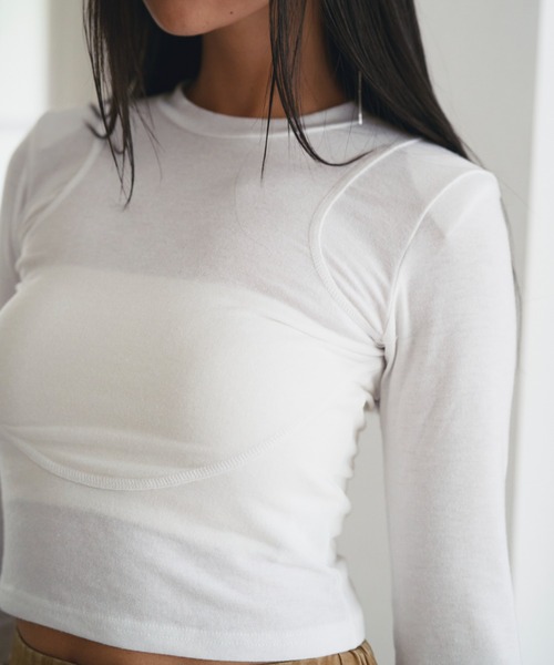 SOEMIN(ソミン)の「【SELECT】Shoulder pad long sleeve T-shirt/ショルダーパッド長袖Tシャツ(Tシャツ/カットソー・レディース・ホワイト・FREE)」の4枚目の写真