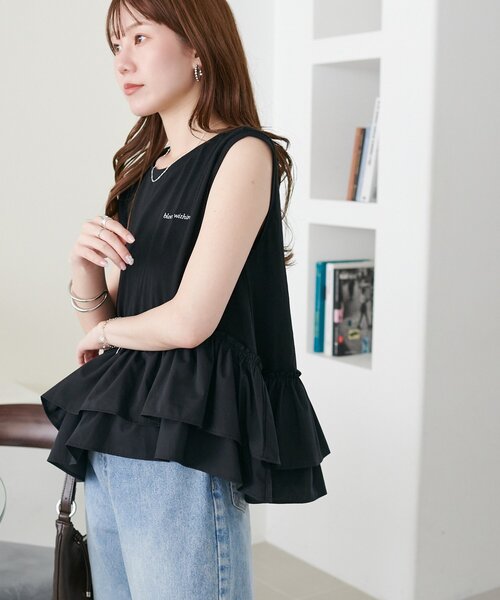DISCOAT(ディスコート)の「異素材ドッキングフリルノースリーブ(Tシャツ/カットソー・レディース・カーキ/ブラック/オフホワイト・FREE)」の21枚目の写真