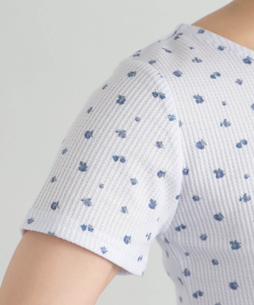 tiptop（ティップトップ）の「小花柄ワッフルTシャツ（Tシャツ/カットソー・レディース・オフホワイト/サックスブルー・FREE）」の13枚目の写真