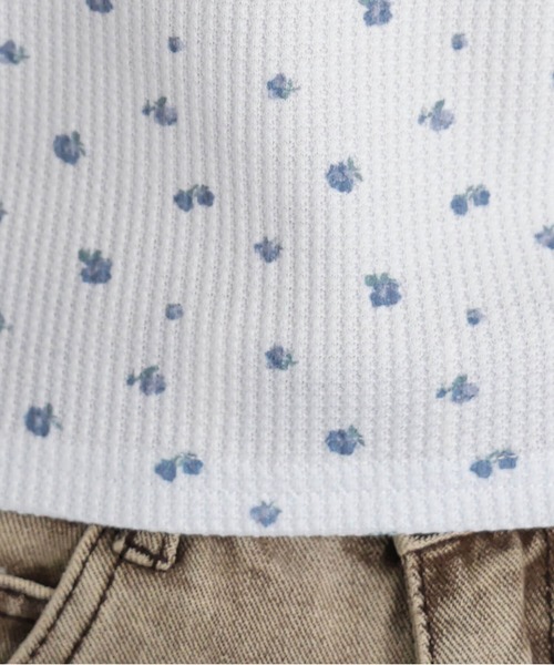 tiptop（ティップトップ）の「小花柄ワッフルTシャツ（Tシャツ/カットソー・レディース・オフホワイト/サックスブルー・FREE）」の14枚目の写真
