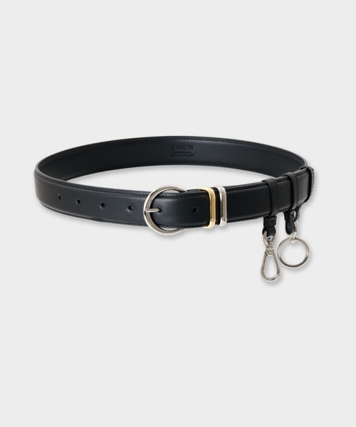 CINOH(チノ)の「UTILITY LEATHER BELT _ SILVER BUCKLE / GOLD - SILVER LOOPS(ベルト・レディース・ブラック・S/M/L)」の2枚目の写真