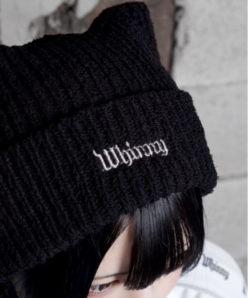 Whinny（ホワイニー）の「Whinny/アイスサマー猫パンチ帽（ニットキャップ/ビーニー・レディース・ホワイト/ブラック系その他5/ブラック・FREE）」の8枚目の写真