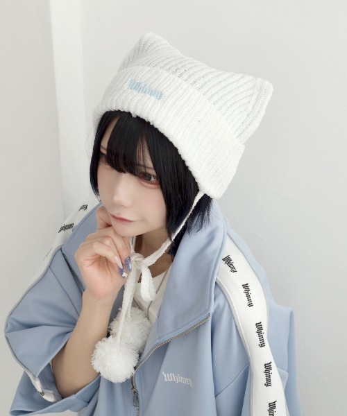 Whinny（ホワイニー）の「Whinny/アイスサマー猫パンチ帽（ニットキャップ/ビーニー・レディース・ホワイト/ブラック系その他5/ブラック・FREE）」の20枚目の写真