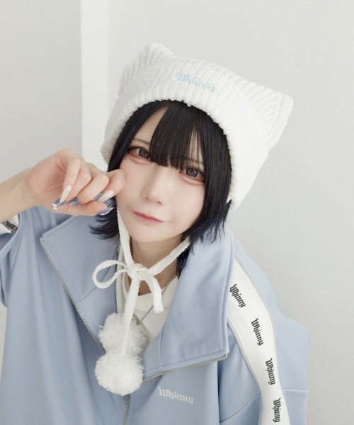 Whinny（ホワイニー）の「Whinny/アイスサマー猫パンチ帽（ニットキャップ/ビーニー・レディース・ホワイト/ブラック系その他5/ブラック・FREE）」の21枚目の写真
