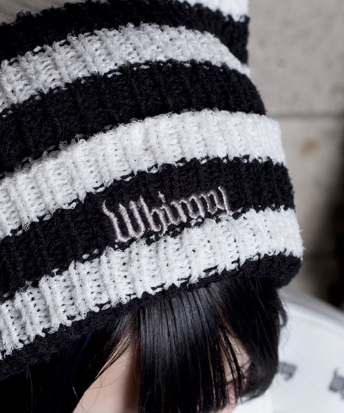 Whinny（ホワイニー）の「Whinny/アイスサマー猫パンチ帽（ニットキャップ/ビーニー・レディース・ホワイト/ブラック系その他5/ブラック・FREE）」の4枚目の写真