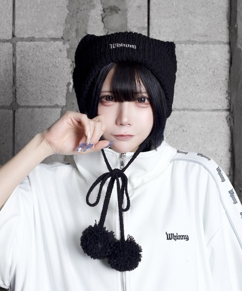 Whinny（ホワイニー）の「Whinny/アイスサマー猫パンチ帽（ニットキャップ/ビーニー・レディース・ホワイト/ブラック系その他5/ブラック・FREE）」の11枚目の写真