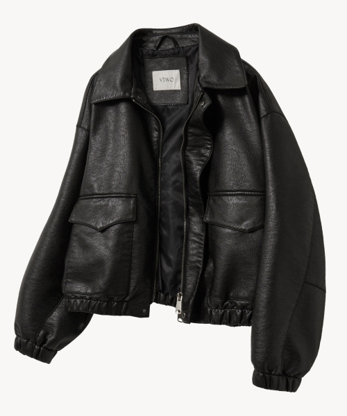 VTWO(ブイツー)の「8301 クロップレザーウォッシングジャケット (ブラック)(ライダースジャケット・メンズ・その他・LARGE/MEDIUM)」の1枚目の写真