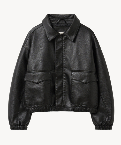VTWO(ブイツー)の「8301 クロップレザーウォッシングジャケット (ブラック)(ライダースジャケット・メンズ・その他・LARGE/MEDIUM)」の3枚目の写真