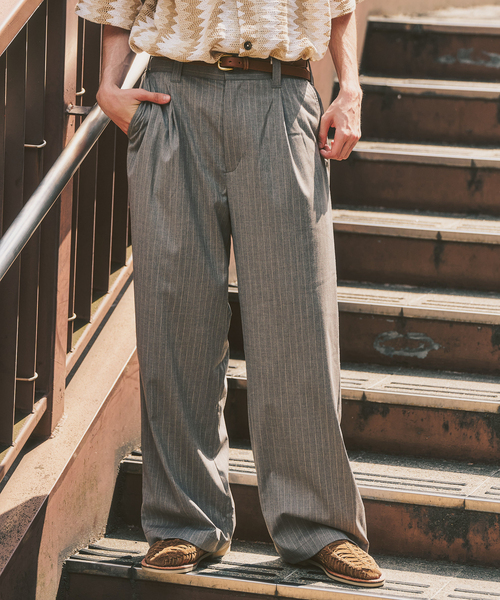 417 EDIFICE(フォーワンセブンエディフィス)の「TR ワイドイージーパンツ(スラックス・メンズ・チャコールグレー/ブラック/オリーブ/ナチュラル/ダークブルー・SMALL/MEDIUM/LARGE)」の18枚目の写真
