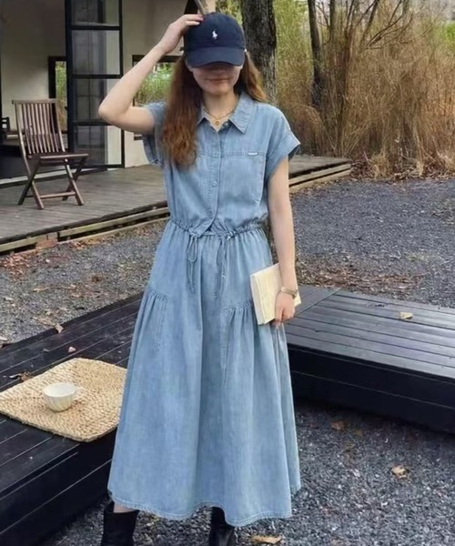 FAVORITO(ファヴォリート)の「デニムトップススカートセットアップ(セットアップ・レディース・ライトブルー/ダークブルー・F)」の4枚目の写真