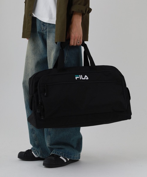 FILA(フィラ)の「FILA センターロゴトラベルボストンバッグ(ボストンバッグ・メンズ・ブラック×ホワイト/ブラック×グリーン・FREE)」の5枚目の写真