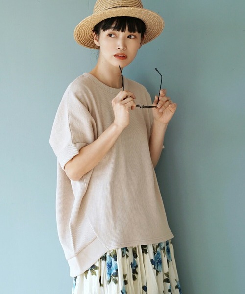 zootie(ズーティー)の「ワッフルカットソー ロールアップ ドルマンスリーブ プルオーバー(Tシャツ/カットソー・レディース・オフホワイト/アイボリー/ダークグリーン/ブラック・フリー)」の3枚目の写真