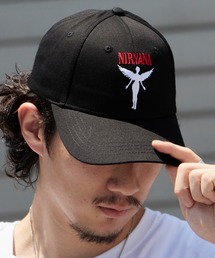 NIRVANA（ニルヴァーナ）の「Nirvana/ニルヴァーナ  Unisex Baseball Cap: Angelic(Black) ニルヴァーナ バンド カーブバイザー 6Pキャップ メンズ 秋 秋服 2026年秋冬（キャップ）」