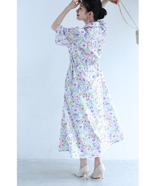 cawaii（カワイイ）の「初夏に揺れる花のイングリッシュガーデンロングワンピース（ワンピース・レディース・パープル・FREE）」の14枚目の写真