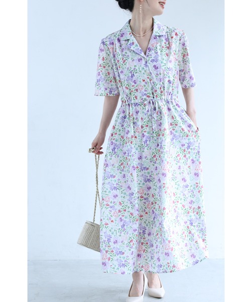 cawaii（カワイイ）の「初夏に揺れる花のイングリッシュガーデンロングワンピース（ワンピース・レディース・パープル・FREE）」の16枚目の写真