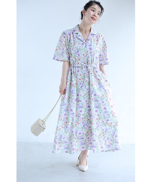 cawaii（カワイイ）の「初夏に揺れる花のイングリッシュガーデンロングワンピース（ワンピース・レディース・パープル・FREE）」の5枚目の写真