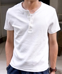 SINSS（シンス）の「Compact rib henley HS T-shirt / コンパクトリブヘンリーショートスリーブTシャツ（Tシャツ/カットソー）」