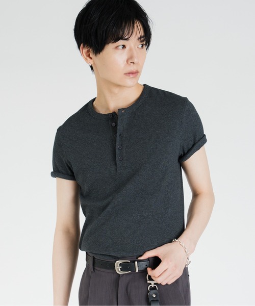 SINSS（シンス）の「Compact rib henley HS T-shirt / コンパクトリブヘンリーショートスリーブTシャツ（Tシャツ/カットソー・メンズ・ホワイト/チャコール/ブラック・LARGE/X-SMALL/MEDIUM/SMALL）」の10枚目の写真