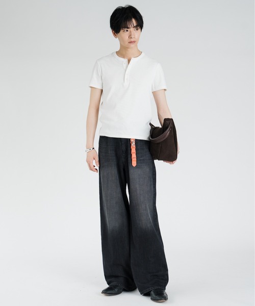 SINSS（シンス）の「Compact rib henley HS T-shirt / コンパクトリブヘンリーショートスリーブTシャツ（Tシャツ/カットソー・メンズ・ホワイト/チャコール/ブラック・LARGE/X-SMALL/MEDIUM/SMALL）」の16枚目の写真