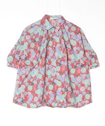 花柄シャツカラータックブラウス